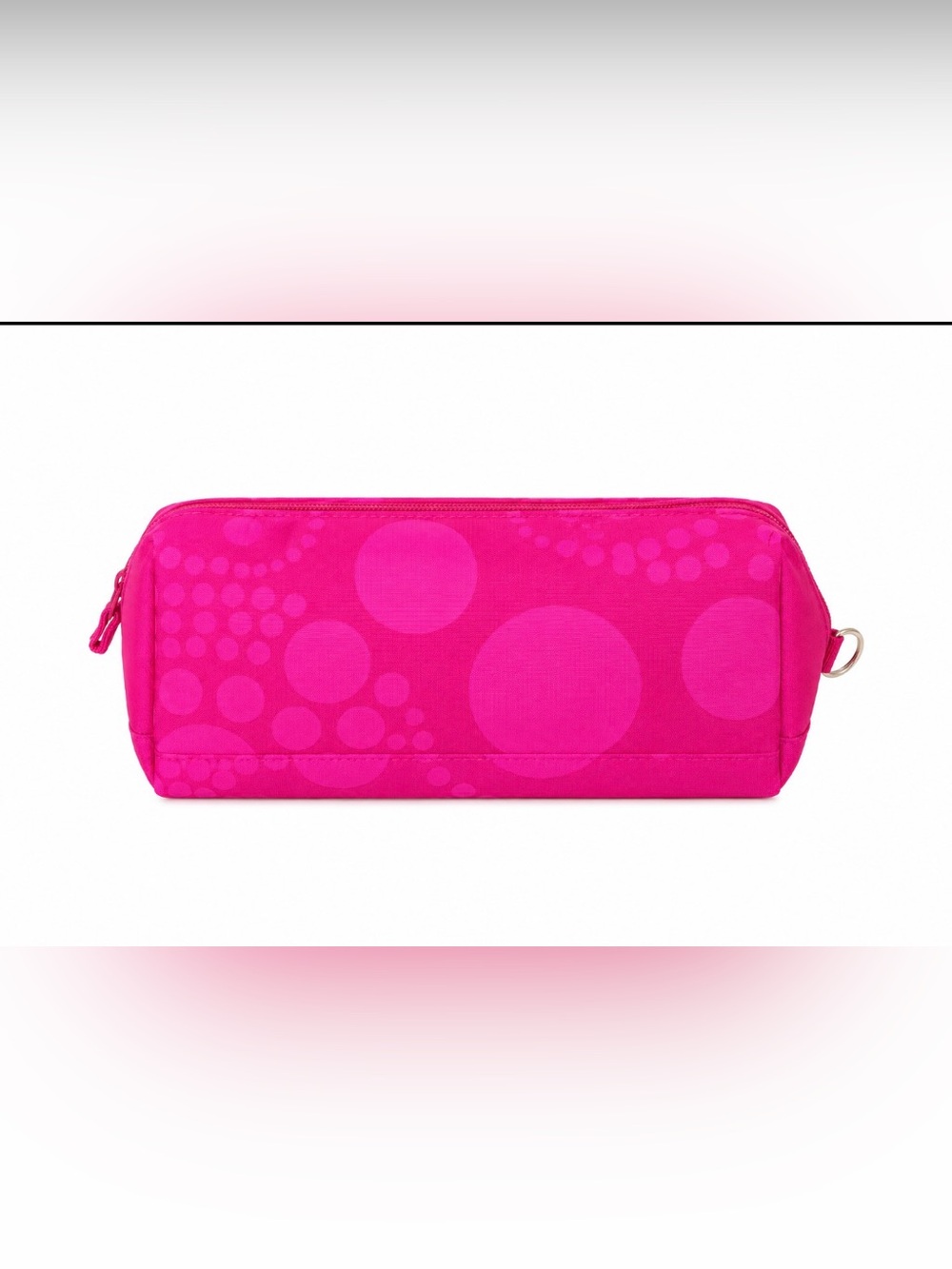 Thirty-One Pink Circle Spirals Zip Up Pencil Pouch NEW